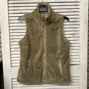 C’EST TOI Tan Furry Zip Front Vest size M